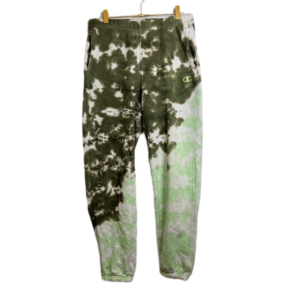 Champion Women's Unity Dye Classic Fleece Joggers in a green tie-dye pattern. - Picture 2 of 8